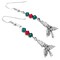 Sterling Silver Christmas Holly Charm Earrings Red Green Crystal product 1